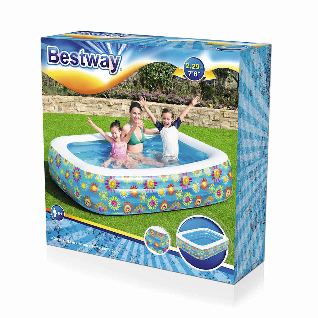 Inflatable Kids Pool Blue 229x152x56 cm