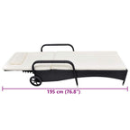 Sun Lounger with Wheels Poly Rattan Black