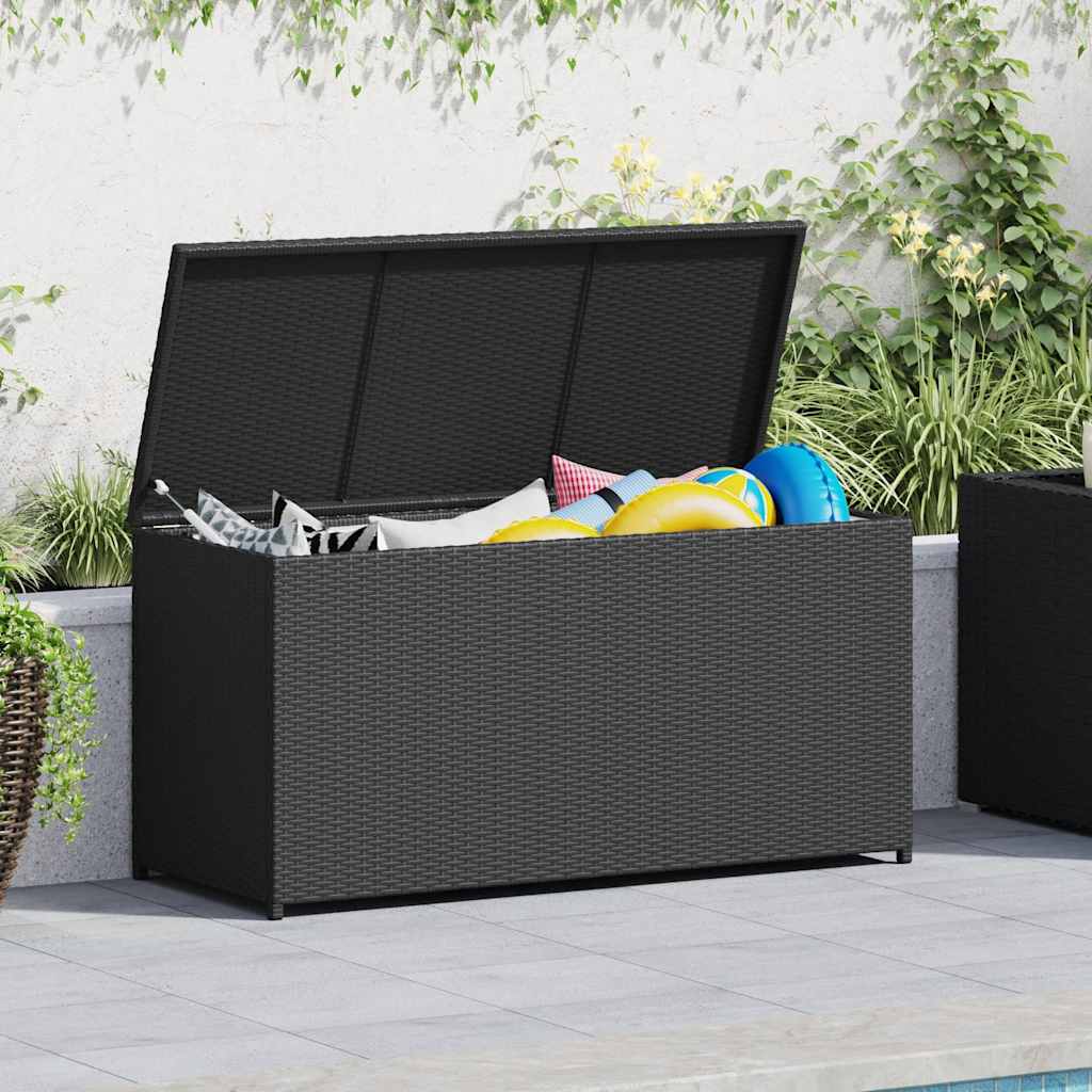 Garden Storage Box Black 120x50x60 cm Poly Rattan