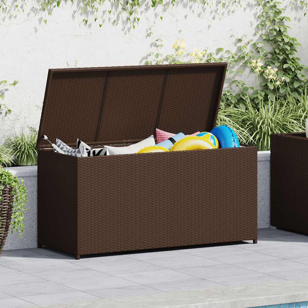 Garden Storage Box Brown 120x50x60 cm Poly Rattan