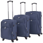 3 Piece Soft Case Trolley Set Navy Blue