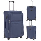 3 Piece Soft Case Trolley Set Navy Blue