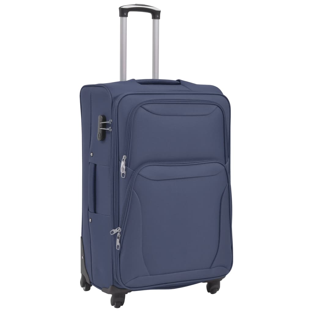 3 Piece Soft Case Trolley Set Navy Blue