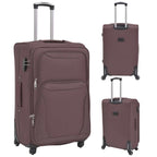 3 Piece Soft Case Trolley Set Coffee