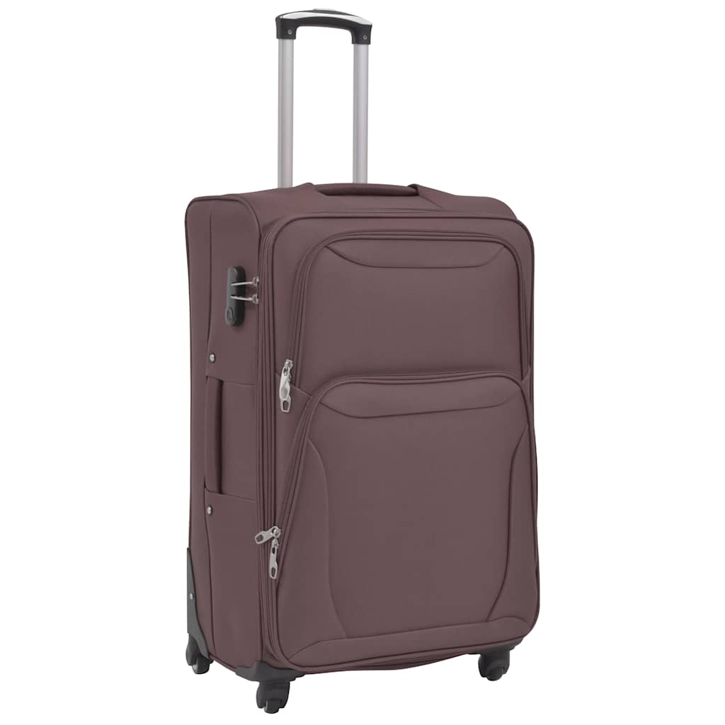 3 Piece Soft Case Trolley Set Coffee