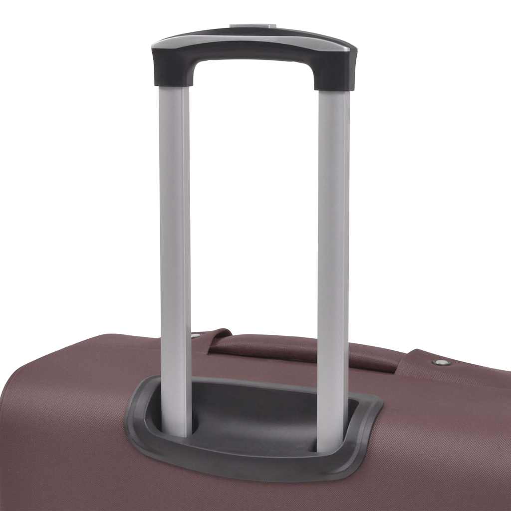 3 Piece Soft Case Trolley Set Coffee