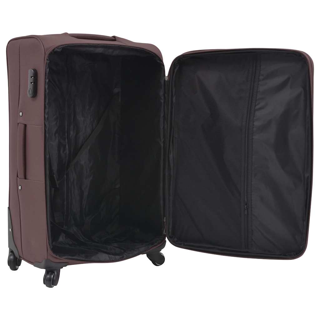 3 Piece Soft Case Trolley Set Coffee
