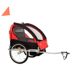 2-in-1 Bike Trailer & Stroller Black and Red