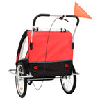 2-in-1 Bike Trailer & Stroller Black and Red