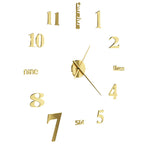 3D Wall Clock Modern Design 100 cm XXL Gold