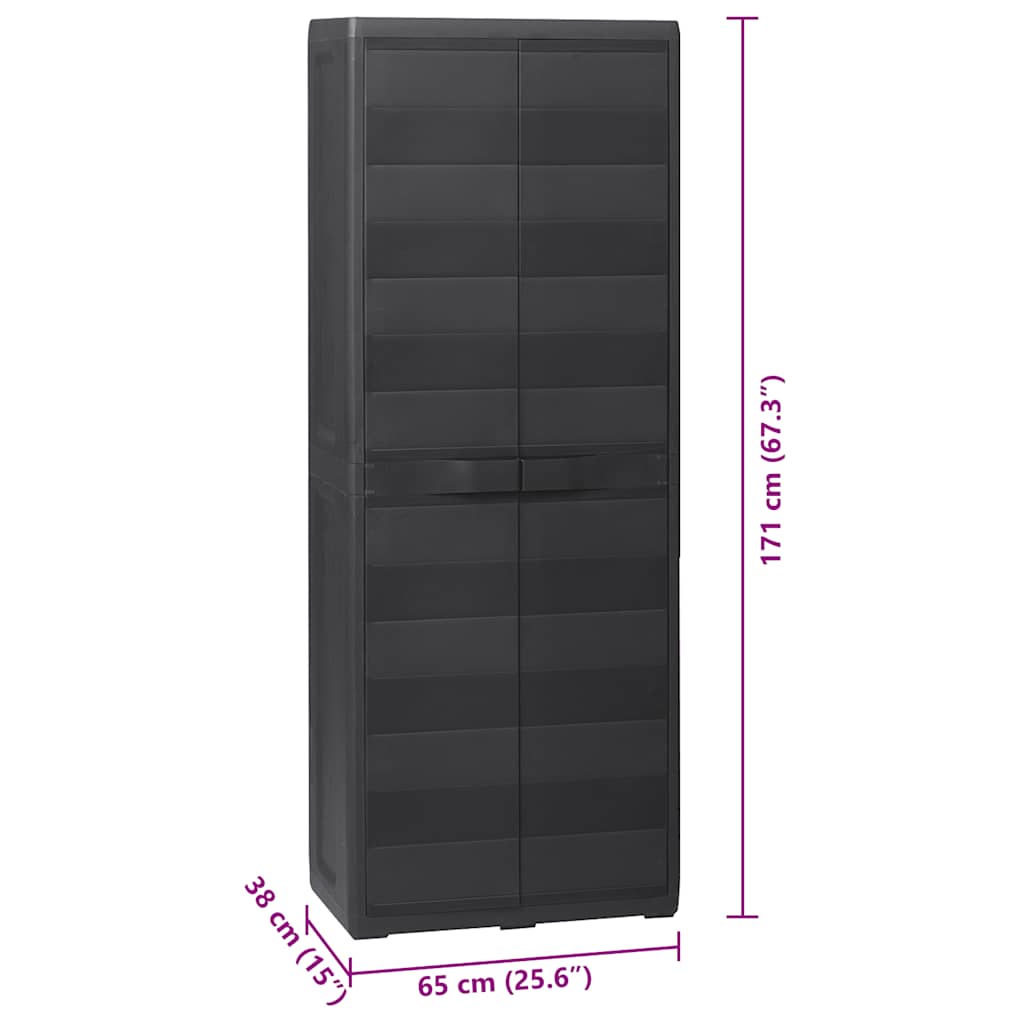 Garden Storage Cabinet with 3 Shelves Black