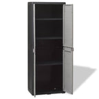 Garden Storage Cabinet with 3 Shelves Black and Grey