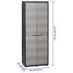 Garden Storage Cabinet with 3 Shelves Black and Grey