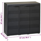 Garden Storage Cabinet with 2 Shelves Black