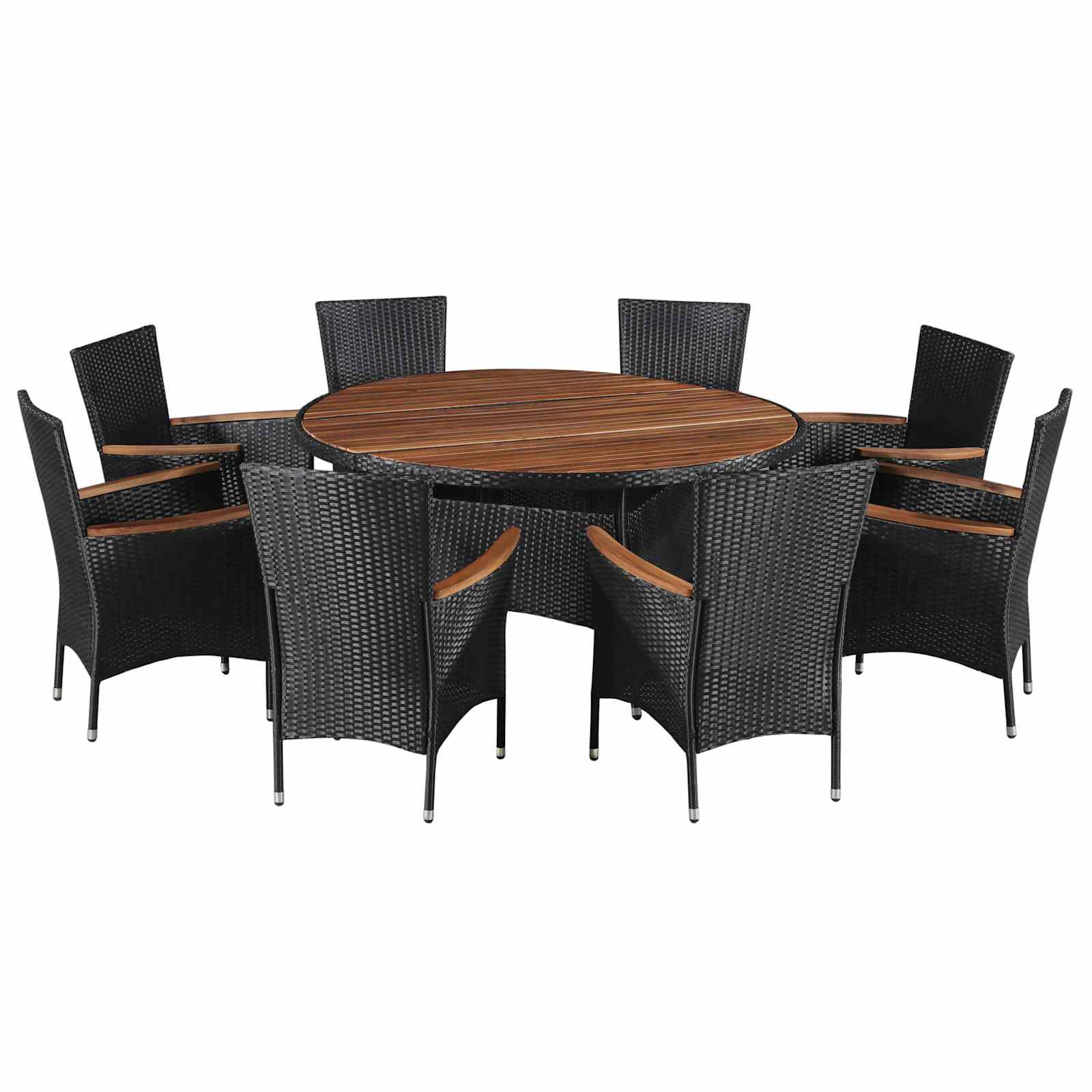 Furniture Sets 9 pcs Black and Cream Poly Rattan