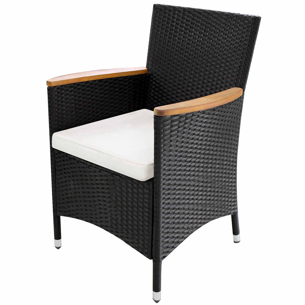 Furniture Sets 9 pcs Black and Cream Poly Rattan