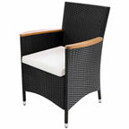 Furniture Sets 9 pcs Black and Cream Poly Rattan