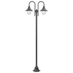 Garden Post Light E27 220 cm Aluminium 2-Lantern Bronze