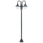 Garden Post Light E27 220 cm Aluminium 3-Lantern Dark Green