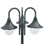 Garden Post Light E27 220 cm Aluminium 3-Lantern Dark Green