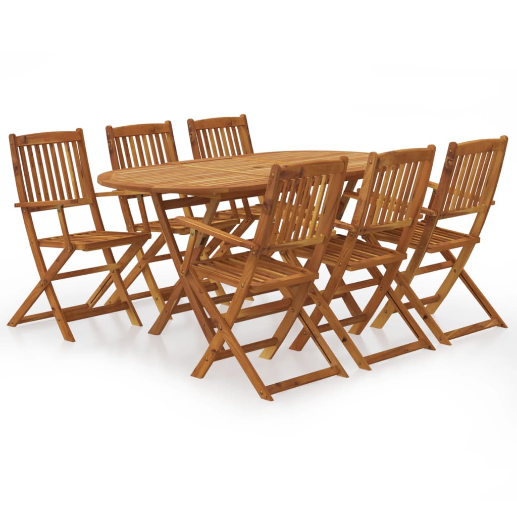 7 Piece Folding Outdoor Dining Set Solid Acacia Wood