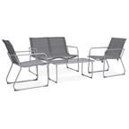 4 Piece Garden Lounge Set Fabric & Steel Grey