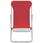 Folding Beach Chairs 2 pcs Steel and Oxford Fabric Red