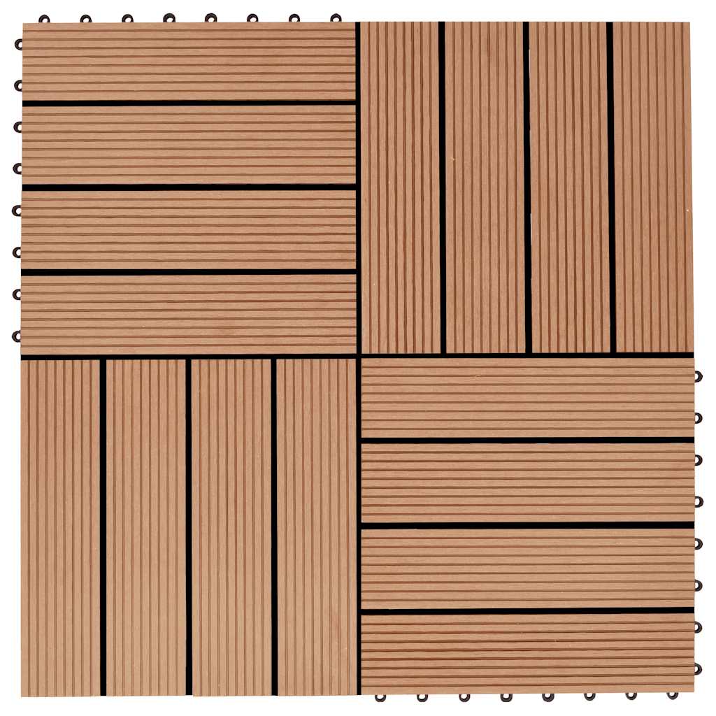 11 pcs Decking Tiles WPC 30x30 cm 1 sqm Teak Colour