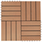 11 pcs Decking Tiles WPC 30x30 cm 1 sqm Teak Colour