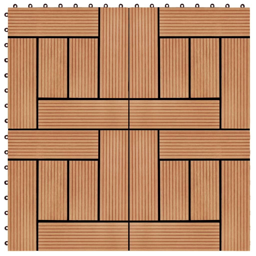 11 pcs Decking Tiles WPC 30x30 cm 1 sqm Teak Colour