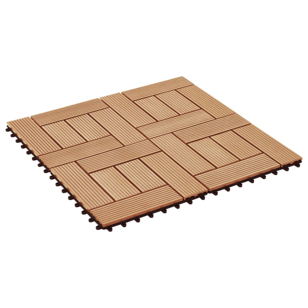 11 pcs Decking Tiles WPC 30x30 cm 1 sqm Teak Colour