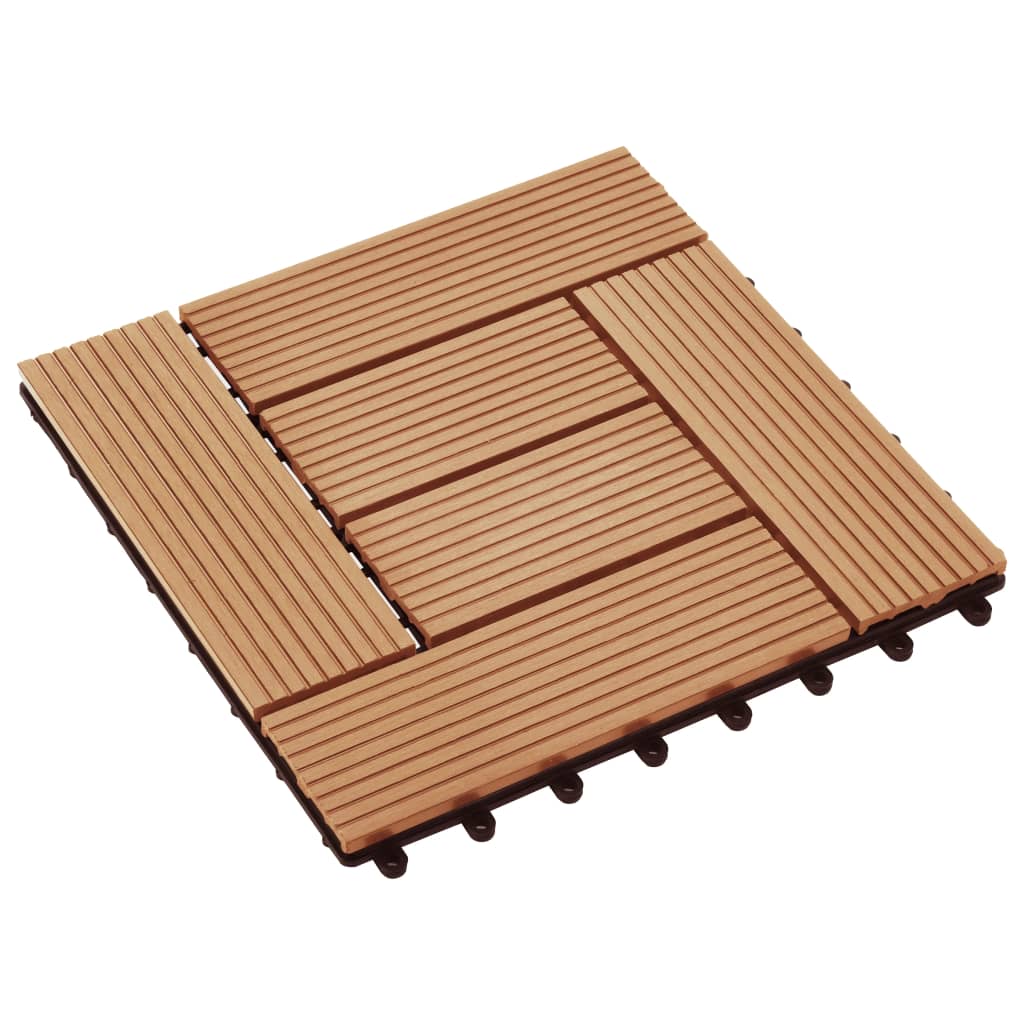 11 pcs Decking Tiles WPC 30x30 cm 1 sqm Teak Colour