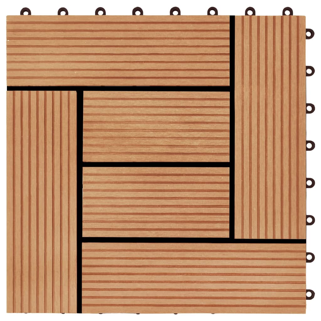 11 pcs Decking Tiles WPC 30x30 cm 1 sqm Teak Colour