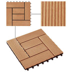 11 pcs Decking Tiles WPC 30x30 cm 1 sqm Teak Colour