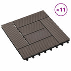 11 pcs Decking Tiles WPC 30x30 cm 1 sqm Dark Brown