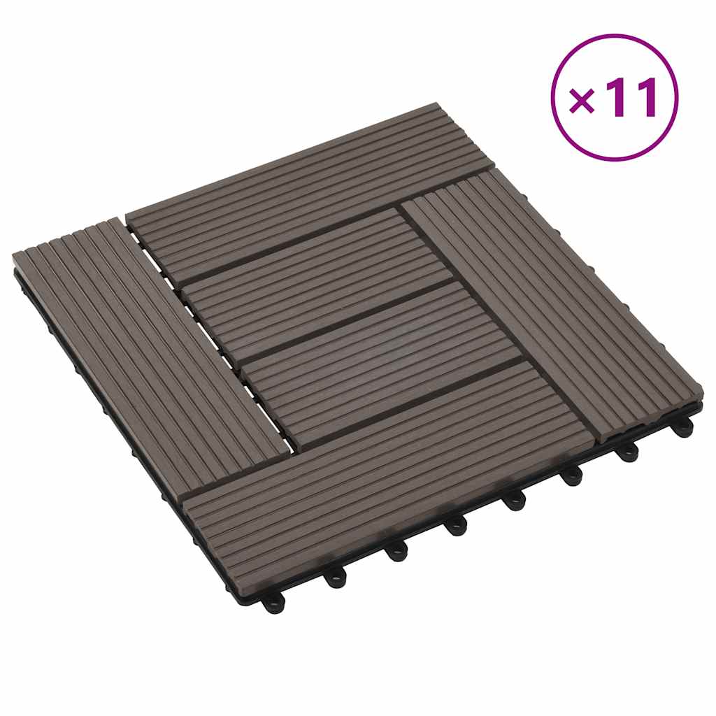 11 pcs Decking Tiles WPC 30x30 cm 1 sqm Dark Brown