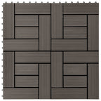 11 pcs Decking Tiles WPC 30x30 cm 1 sqm Dark Brown