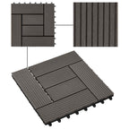 11 pcs Decking Tiles WPC 30x30 cm 1 sqm Dark Brown