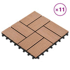 11 pcs Decking Tiles WPC 30x30 cm 1 sqm Brown