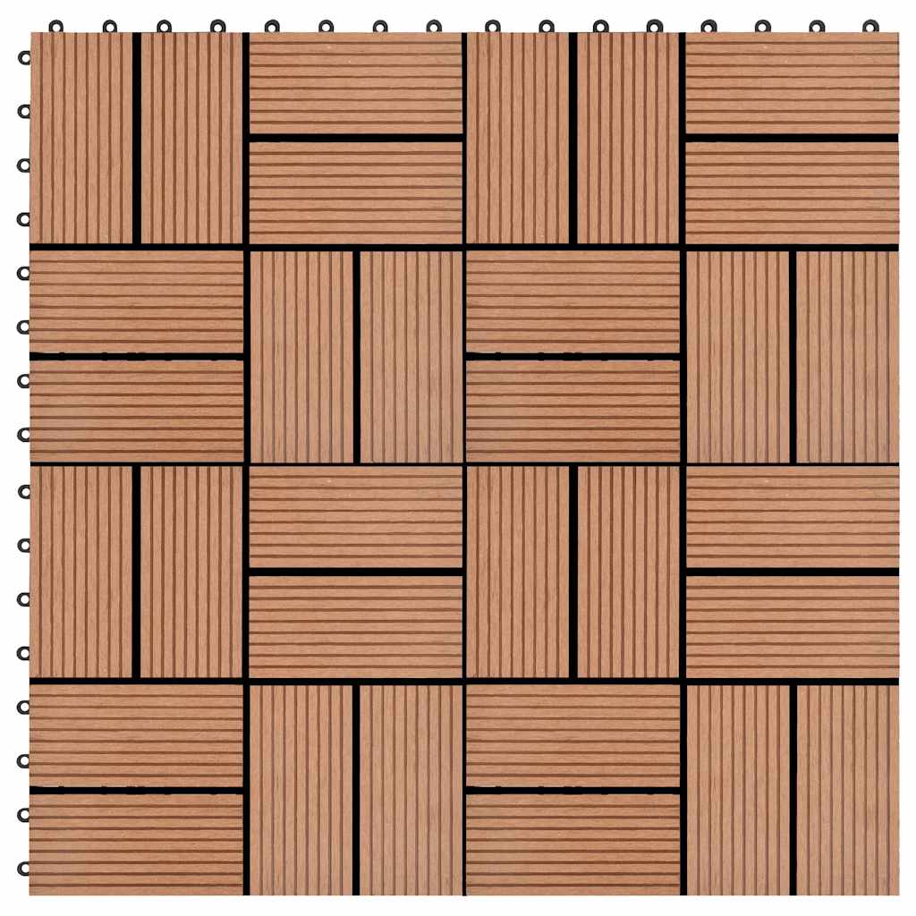 11 pcs Decking Tiles WPC 30x30 cm 1 sqm Brown