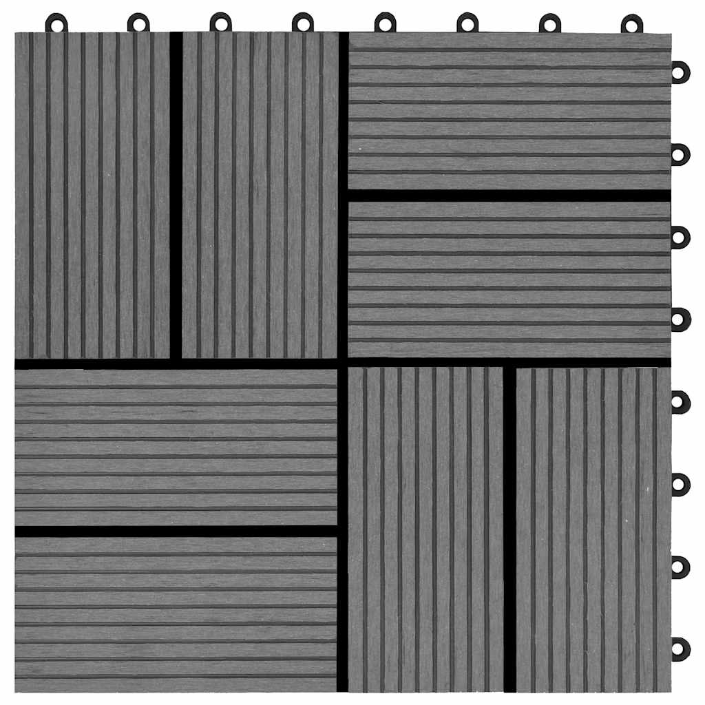 11 pcs Decking Tiles WPC 30x30 cm 1 sqm Grey