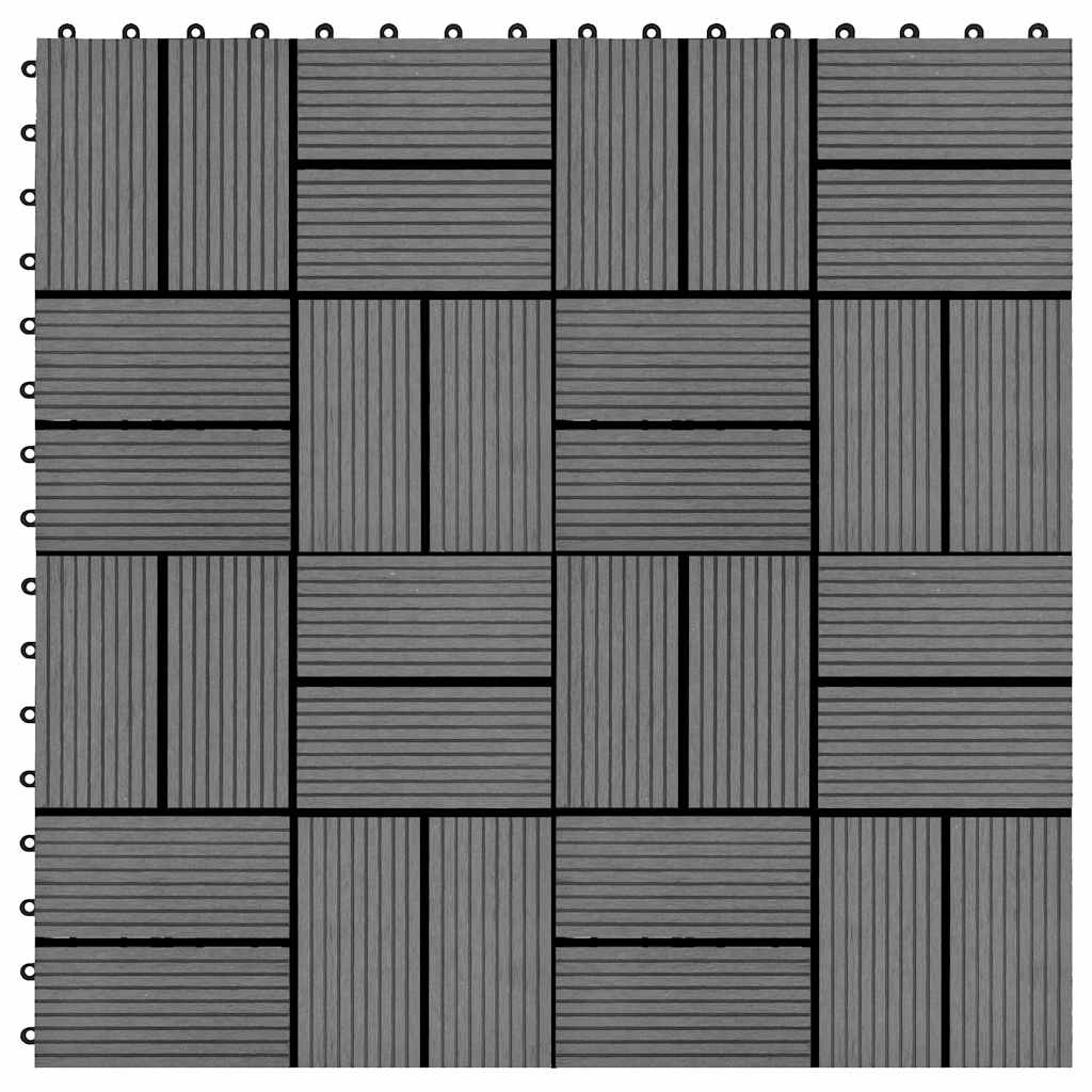 11 pcs Decking Tiles WPC 30x30 cm 1 sqm Grey