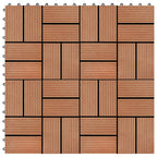 11 pcs Decking Tiles WPC 30x30 cm 1 sqm Teak Colour