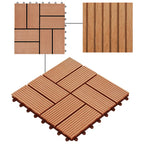 11 pcs Decking Tiles WPC 30x30 cm 1 sqm Teak Colour