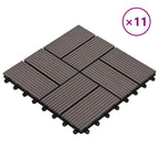 11 pcs Decking Tiles WPC 30x30 cm 1 sqm Dark Brown