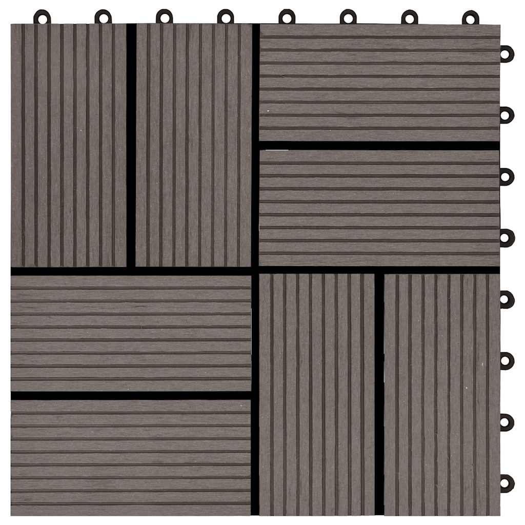 11 pcs Decking Tiles WPC 30x30 cm 1 sqm Dark Brown