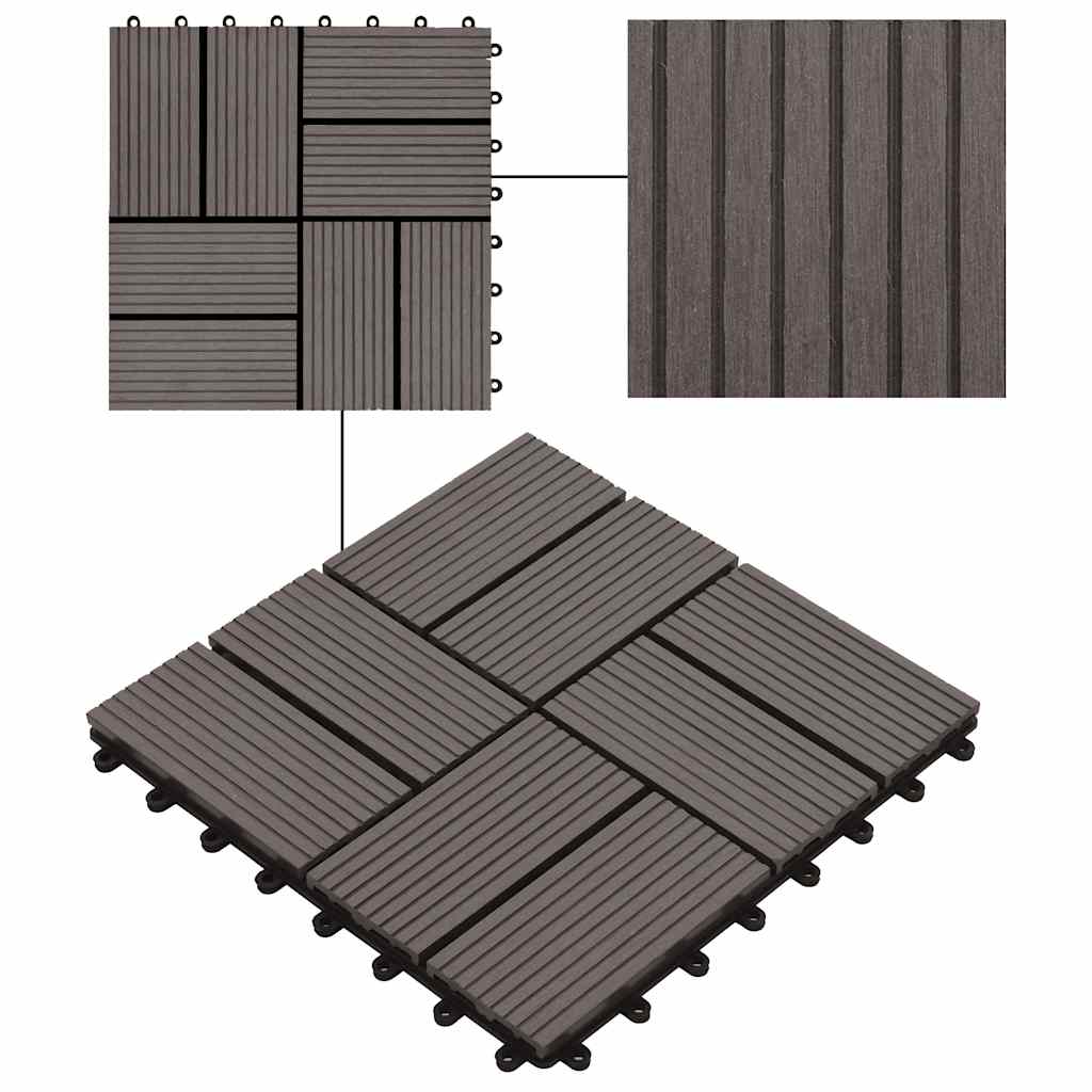 11 pcs Decking Tiles WPC 30x30 cm 1 sqm Dark Brown