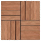 11 pcs Decking Tiles Deep Embossed WPC 30x30 cm 1 sqm Light Brown
