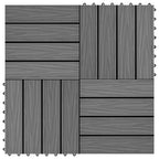11 pcs Decking Tiles Deep Embossed WPC 30x30 cm 1 sqm Grey