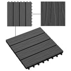11 pcs Decking Tiles Deep Embossed WPC 30x30 cm 1 sqm Black